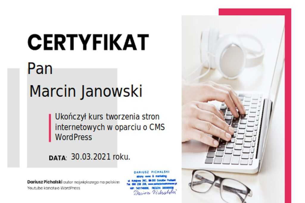 certyfikat WordPress